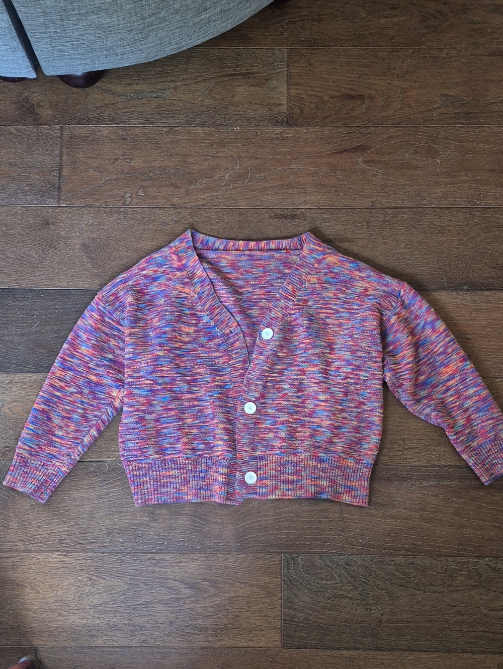 Multi-Color Knit V-Neck Women's Cardigan Sweater